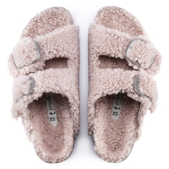 Birkenstock Arizona Teddy Big Buckle Shearling, Crystal Rose, Narrow Fit - Picture 8 of 10